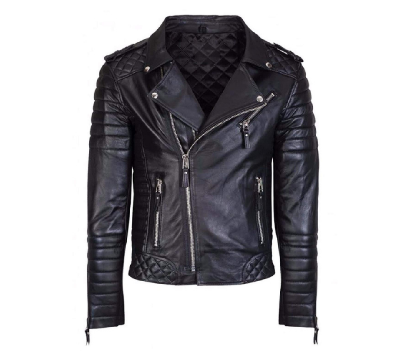 BIKER STYLE COW-HIDE FASHION LEATHER JACKET