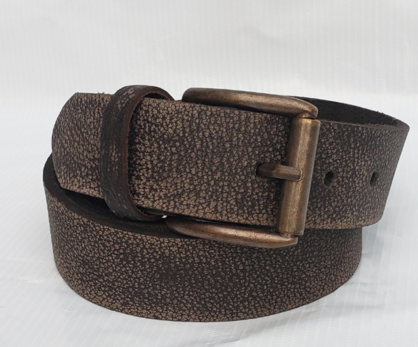 CLASSIC CHOCO BUFFALO JEANS LEATHER BELT IN BRASS SERIES