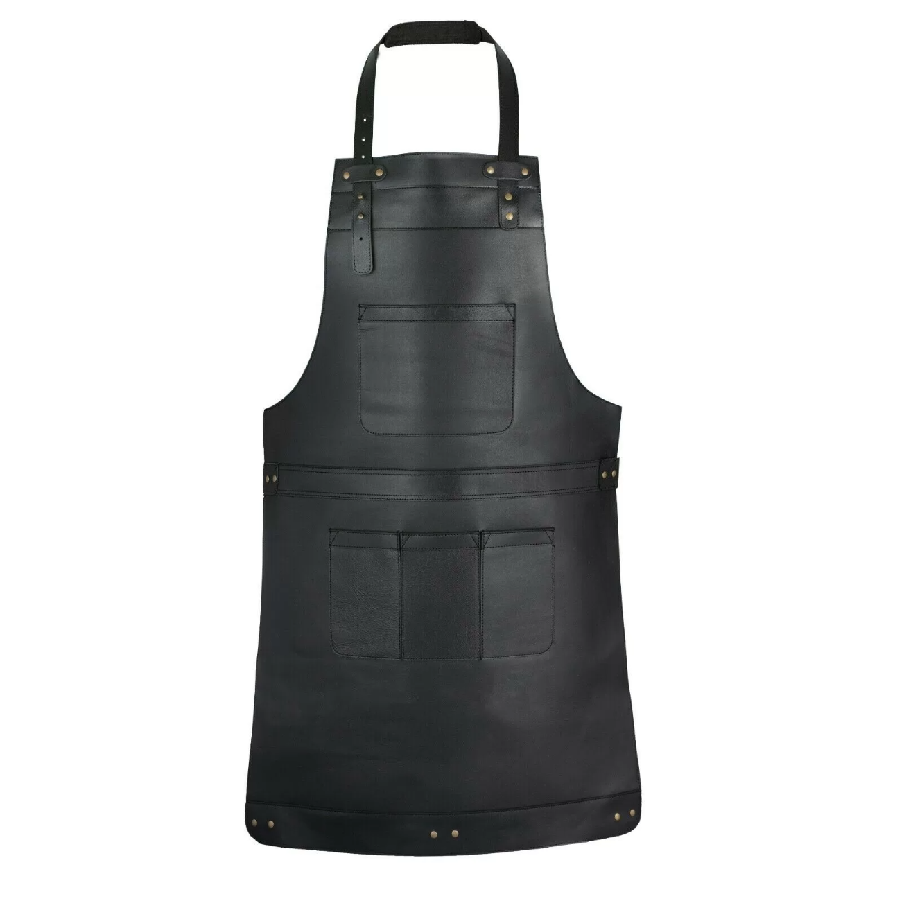 Full Grain Leather Black Apron Butcher Cook Apron BBQ