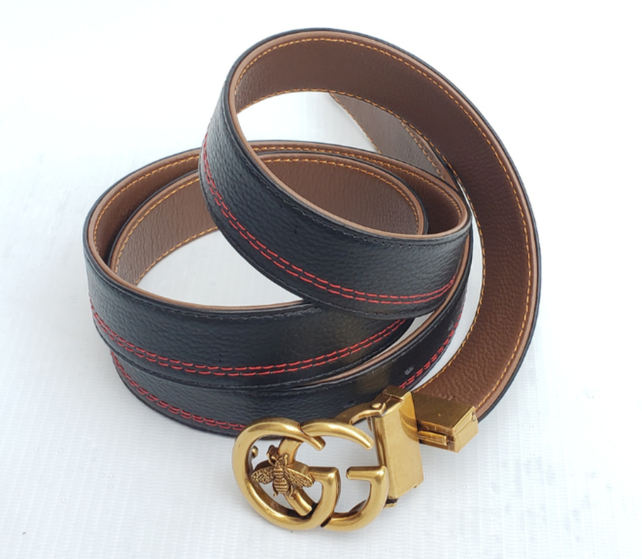 BLACK AND TAN DOUBLE-SIDED ELITE LEATHER BELT IN DESIGNER BUCKLE