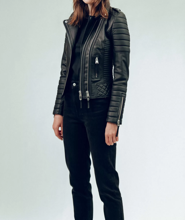 Bodaskin Women Leather Jacket-Black