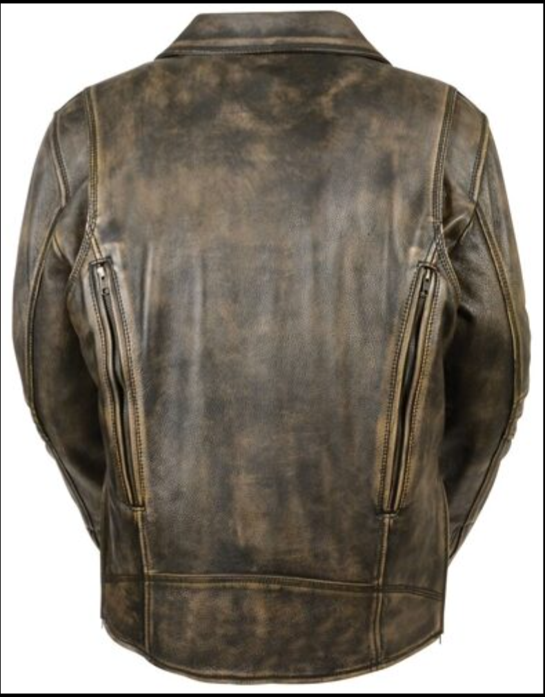 BELTLESS BROWN COW-HIDE LEATHER FASHION JACKET