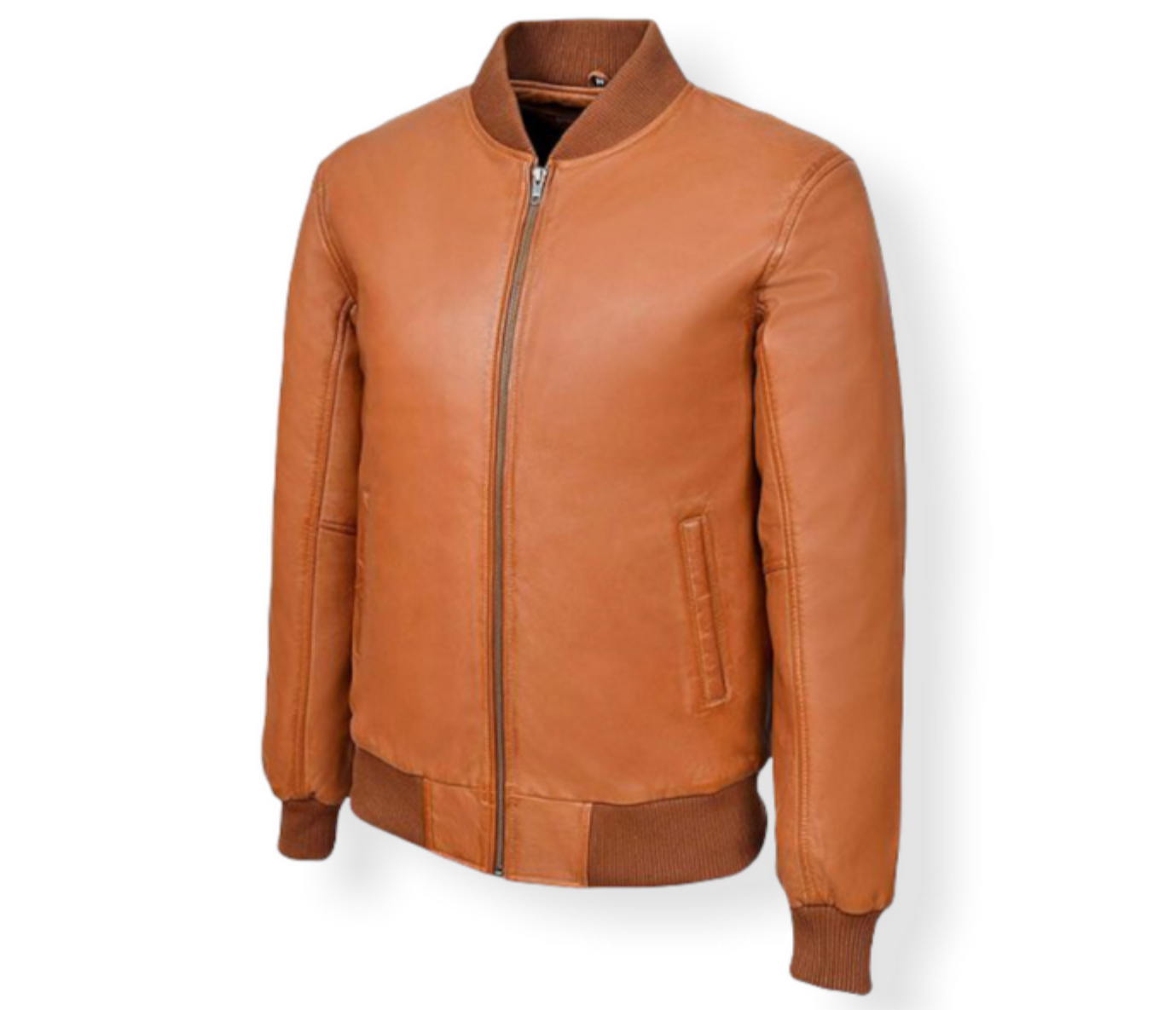 MEN`S TAN PLAIN STYLE SHEEP LEATHER JACKET