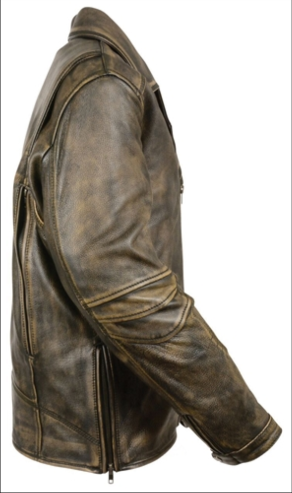 BELTLESS BROWN COW-HIDE LEATHER FASHION JACKET