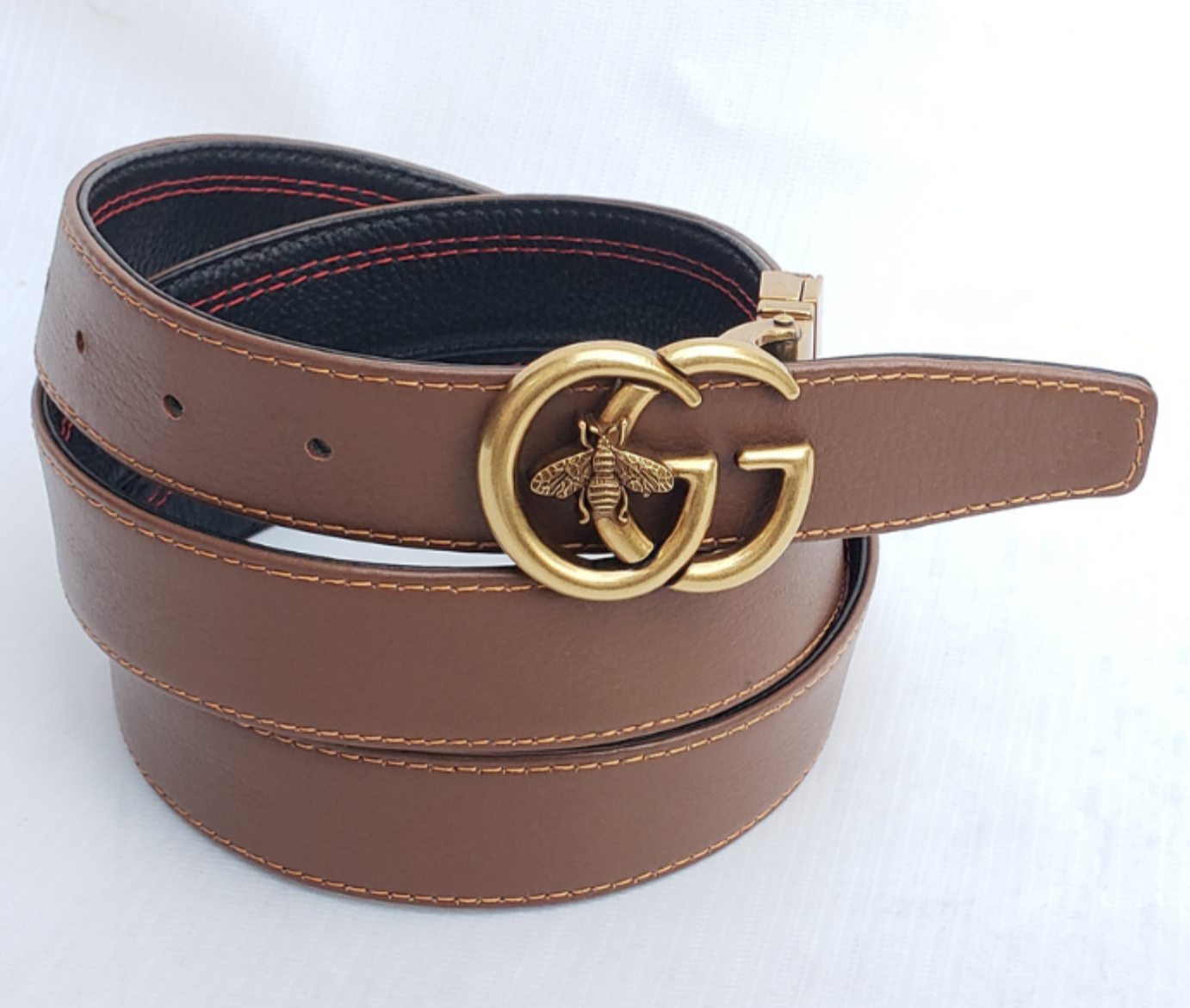 BLACK AND TAN DOUBLE-SIDED ELITE LEATHER BELT IN DESIGNER BUCKLE